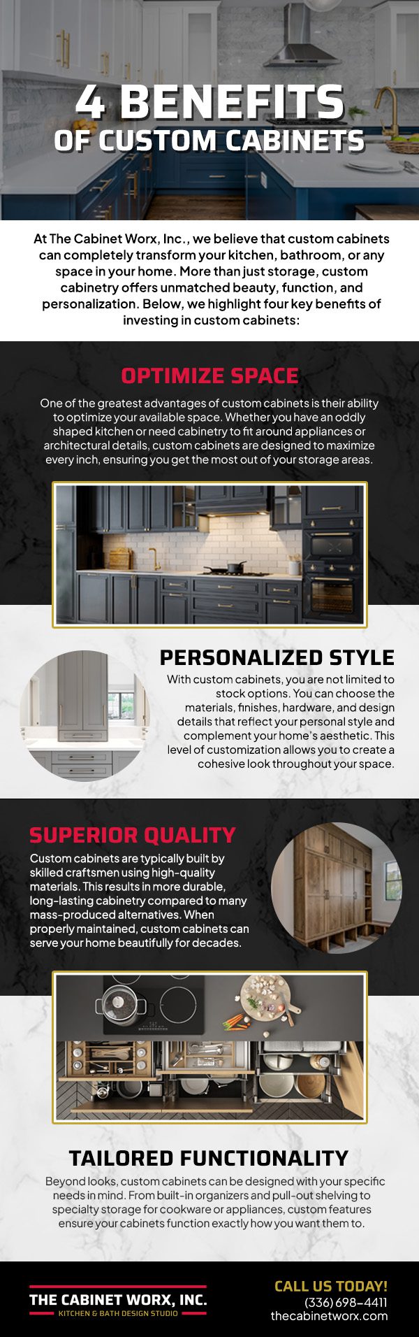 4 Benefits of Custom Cabinets [infographic]